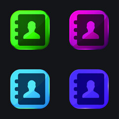 Agenda four color glass button icon