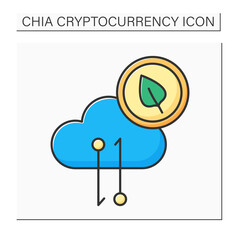 Chia network traffic color icon. Decentralized blockchain-based platform created for developing and executing smart contracts.Digital money concept.Isolated vector illustration. Editable stroke