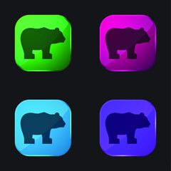 Bear four color glass button icon