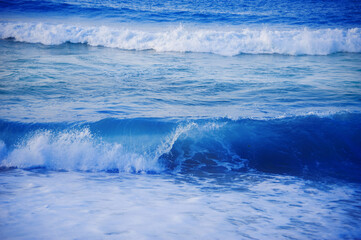 strong powerful waves of the atlantic ocean on the white sandy beach of Punta Cana in Dominican Republic in the Caribbean islands