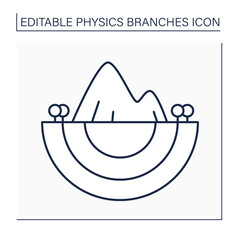 Geophysics line icon. Natural science. Processes under influence of internal forces of Earth and cosmic bodies.Physical branches concept. Isolated vector illustration. Editable stroke
