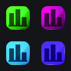 Obraz premium Bar Chart four color glass button icon