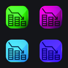 Bankruptcy four color glass button icon