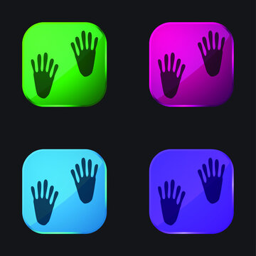 Animal Footprints four color glass button icon