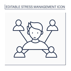 Connection line icon. Connect with people. Communication. Build relationships. Avoid stressful situations. Stress management concept. Isolated vector illustration. Editable stroke