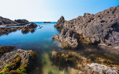 Cliffs and rocks by the Bantham Beach, Kingsbridge, Devon, England