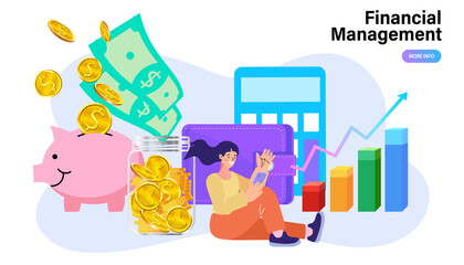 Safe Money On Piggy. Internet banking and earning concept. Successful investor or entrepreneur. Financial consulting, investment and savings. Modern vector illustration. 