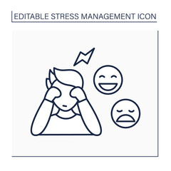 Feelings express line icon. Showing true emotions. Dont hide feelings. Mental health concept. Isolated vector illustration. Editable stroke