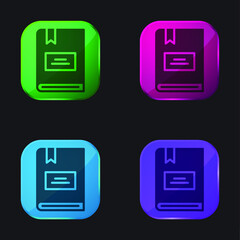 Book four color glass button icon