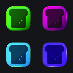 Bread four color glass button icon