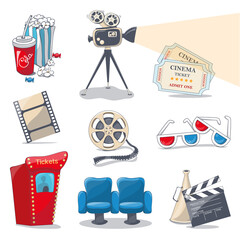 Icons cinema set with nine vector elements