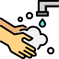 washings hands color outline icon