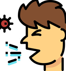 sneezing color outline icon