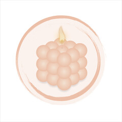 illustration of a burning bubble candle light orange, peach color, interior decor