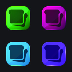 Bread four color glass button icon