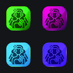 Bride four color glass button icon