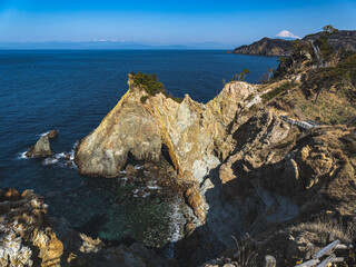 黄金崎と富士山