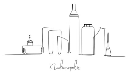 Continuous single line drawing of Indianapolis City in the United State of America, vector illustration 