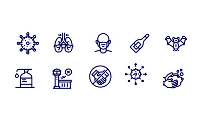 Coronavirus Icon Set vector design,Prevention and symptoms Coronavirus Covid 19 line icons set isolated on white