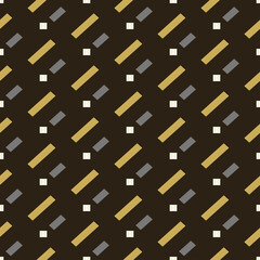 Fototapeta na wymiar Background pattern with simple geometric elements on black background in retro style, wallpaper. Seamless pattern, texture