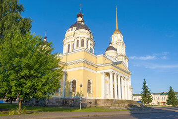 Fototapeta na wymiar Transfiguration Cathedral on a sunny July morning. Rybinsk, Russia