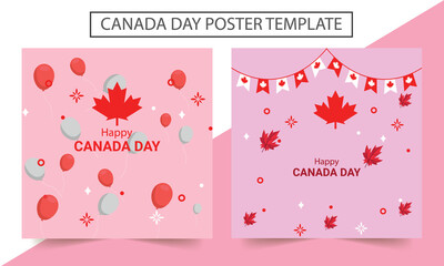 Canada Day, July 1, vector banner design template with flag of Canada on dark blue background.