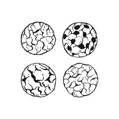 Round oatmeal cookies. Homemade biscuits. Hand drawn black and white vector illustration.