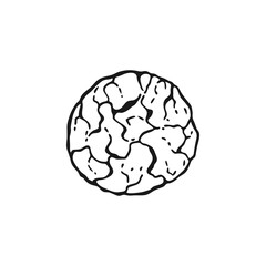 Round oatmeal cookies. Homemade biscuits. Hand drawn black and white vector illustration.