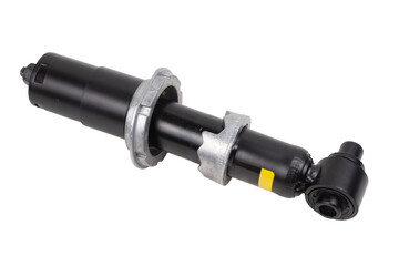 truck cab shock absorber on white background with cut-off track.
