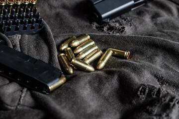 9mm para full metal jacket bullet on vintage cloth