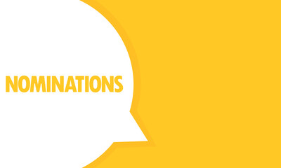 Nominations speech bubble banner. Nominations text. Can be used for business, marketing and advertising. Vector EPS 10. Isolated on white background