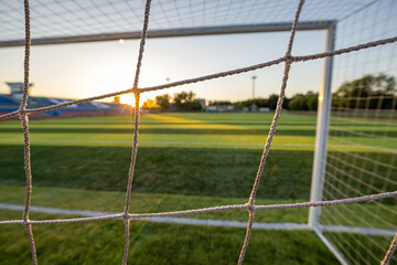 Sport Soccer Stadium Football Ball Football Goal Net Green Field Grass Artificial Lawn Arena 