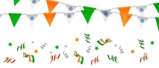 Indian Independence Day. Balloons and ribbons. India flag. August 15 - obrazy, fototapety, plakaty