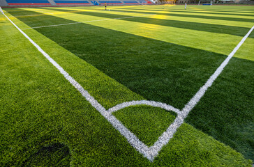 Sport Soccer Stadium Football Ball Football Goal Net Green Field Grass Artificial Lawn Arena 