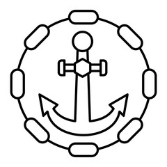 Vector Ship Chain Outline Icon Design