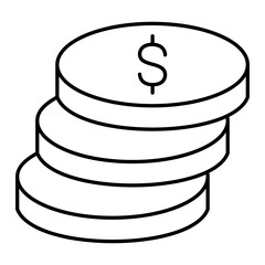Vector Coins Outline Icon Design