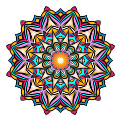 Colourful round ornament abstract Kaleidoscope. Mandala geometric circle. Vector