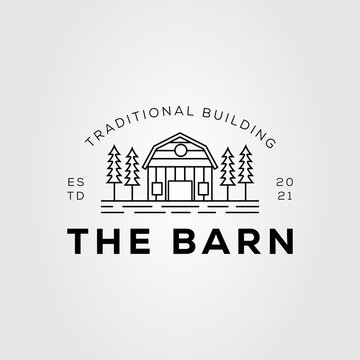 architecture barn and cottage outline logo vector illustration design