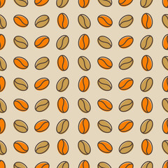 Seamless color coffee bean pattern for coffee shop backgrounds, cafe decorations, dining venues and culinary events. for a coffee-themed greeting card. for coffee-themed fabric motifs