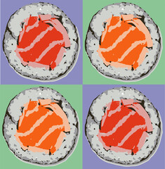 Obraz premium sushi roll a 6 tintas 2x2