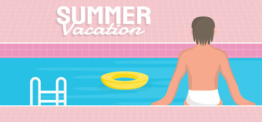 Summer template for banner, social media, greeting card. vector illustration