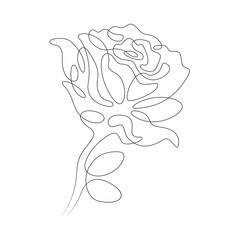 Fototapeta na wymiar Flower petals bud. One continuous line.Opened flower logo. One continuous drawing line logo isolated minimal illustration.