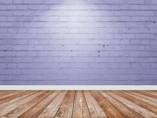 Brick wall violet color interior with spotlight