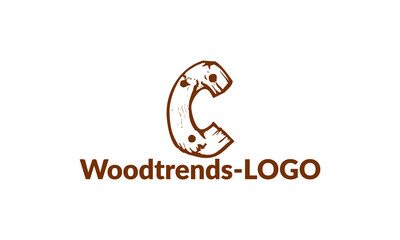 Obraz premium Abstract letter C logo with wood veins logo vector icon illustration concept. Wood and timber texture symbol logo. modern and creative logo design.