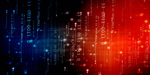 2d illustration abstract digital binary data on computer screen
