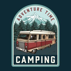 Camping vintage colorful label