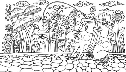 Fantasy Illustration for coloring page adult © ikomangagus