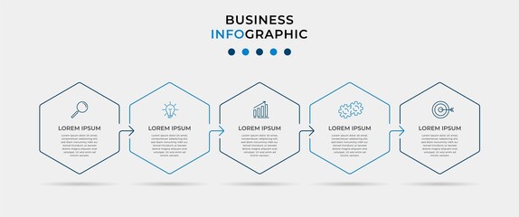 Vector Infographic design business template with icons and 5 options or steps. Can be used for process diagram, presentations, workflow layout, banner, flow chart, info graph