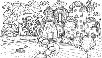 Fantasy Illustration for coloring page adult © ikomangagus