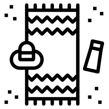 beach towel hat sunscreen black outline clip art preview